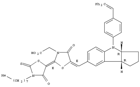 3-Thiazolidineacetic acid, 5-[[(3aR,8bR)-4-[4-(2,2-diphenylethenyl)phenyl]-1,2,3,3a,4,8b-hexahydrocyclopent[b]indol-7-yl]methylene]-2-(3-octyl-4-oxo-2-thioxo-5-thiazolidinylidene)-4-oxo-, (2E,5E)-rel-